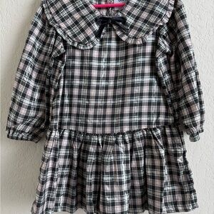Old Navy Pink & Black Plaid Ruffle-Collar Dress